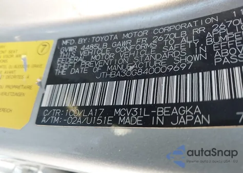 2004 Lexus Es 330 из США, поврежденный, VIN JTHBA30G840009697